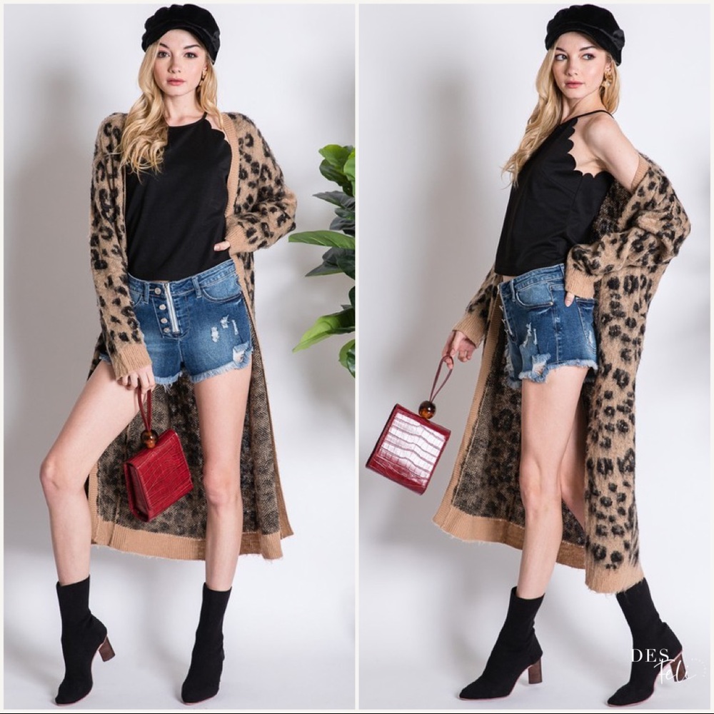 Leopard Print Long Cardigan - Picture 3 of 6